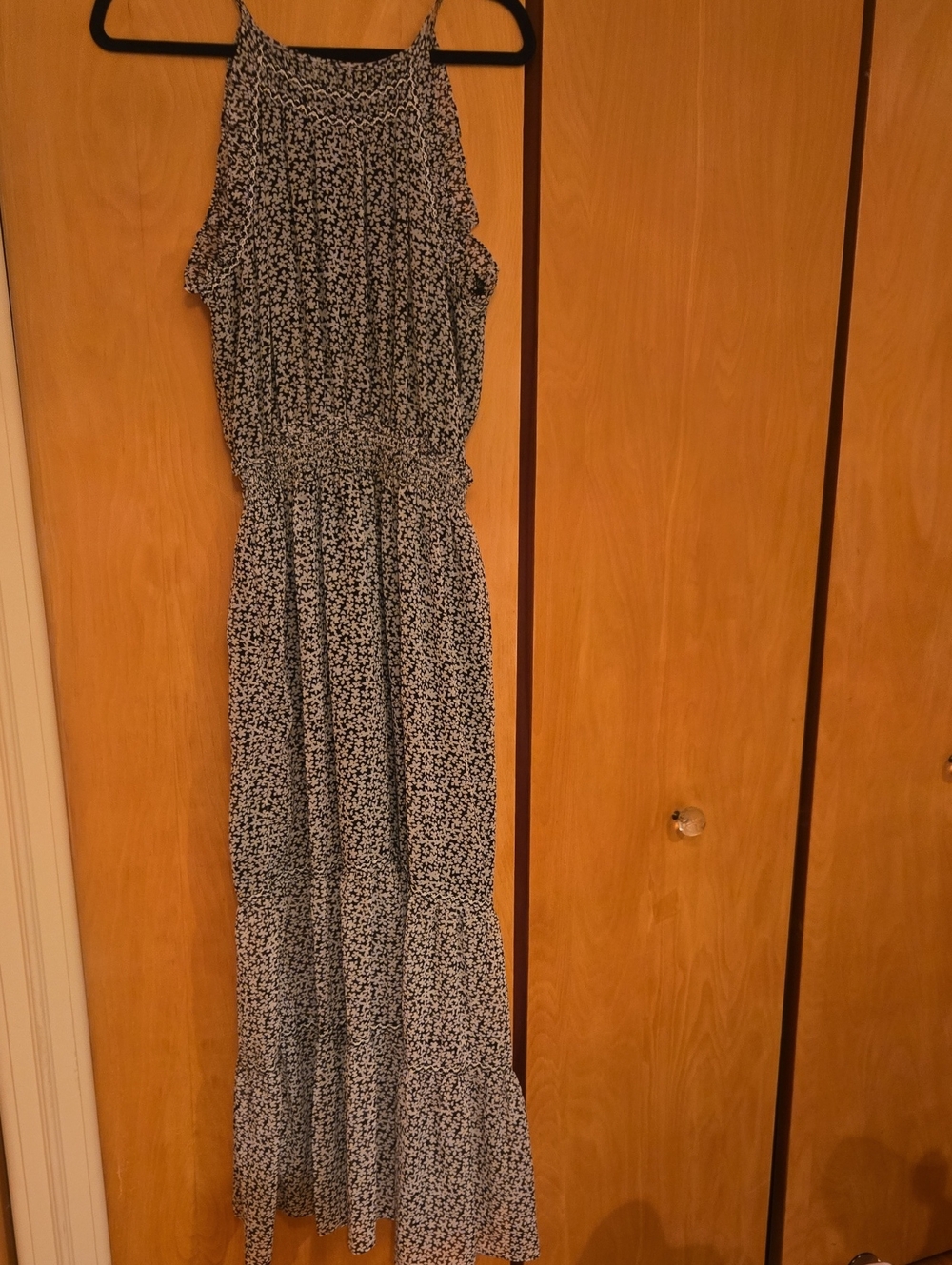 Max Studio Black Floral Halter Maxi Dress